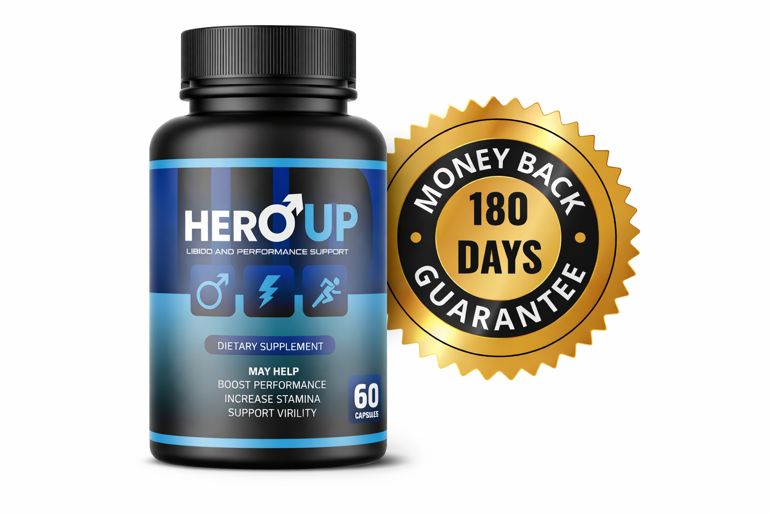 HeroUp money-back guarantee visual